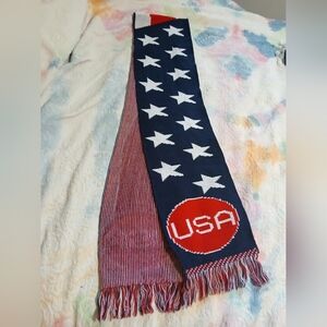 USA Star and Stripe Pattern Scarf. "Knitmakers "Made In theU.S.A. L.89 In"×9"‎